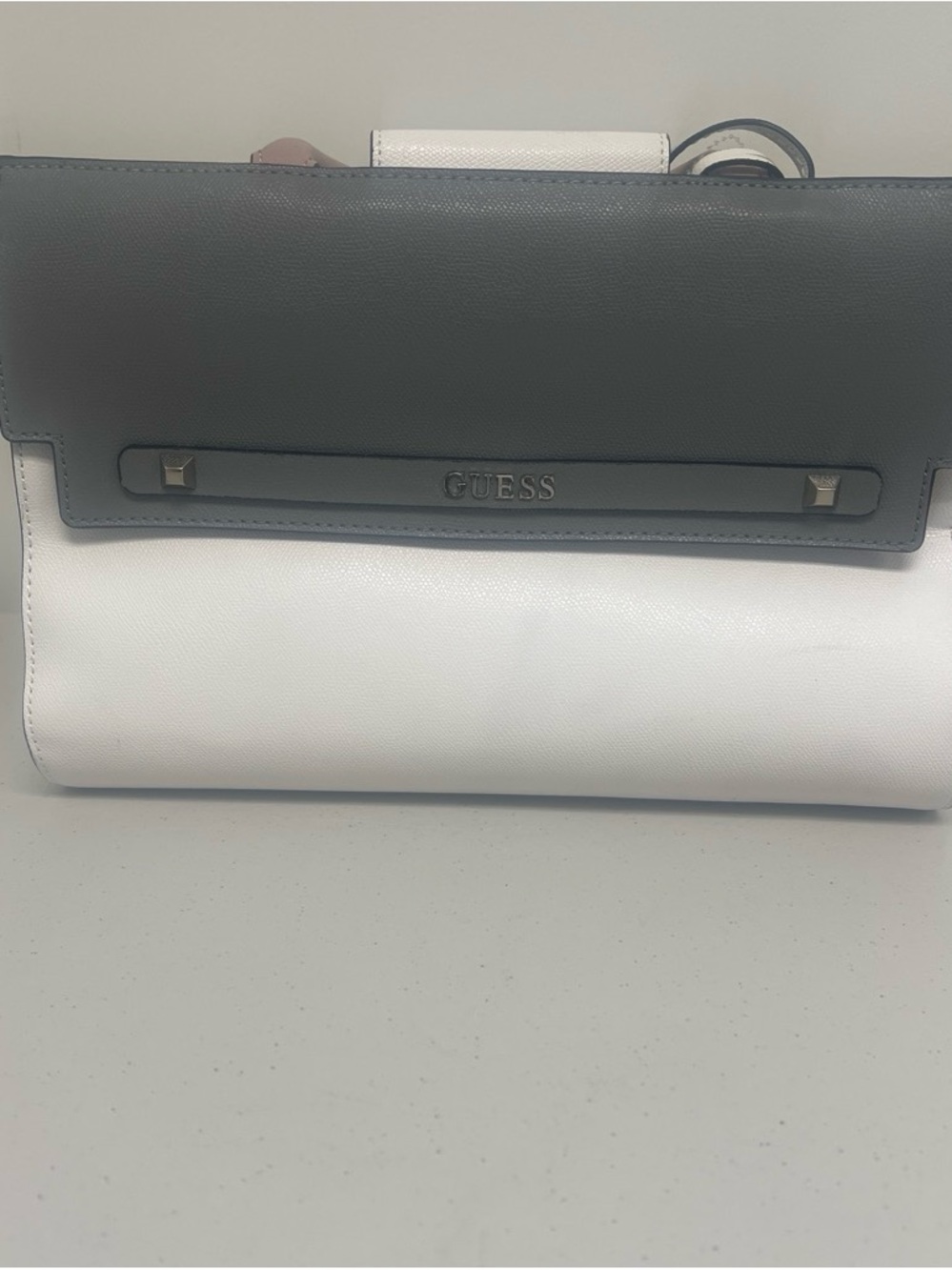 GUESS Two-Tone White and Gray Crossbody Shoulder Bag
